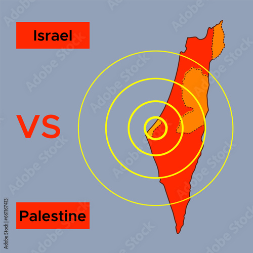 Stop war.Israel and Palestine conflict . Israel VS palestine The war between Palestine and Israel.Vector