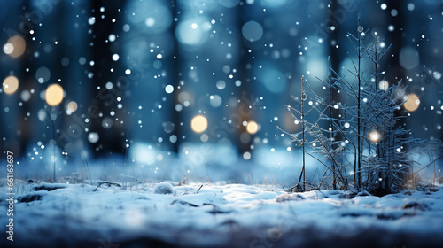Beautiful winter background detail forest at night with snowfall and snowy ground © bmf-foto.de
