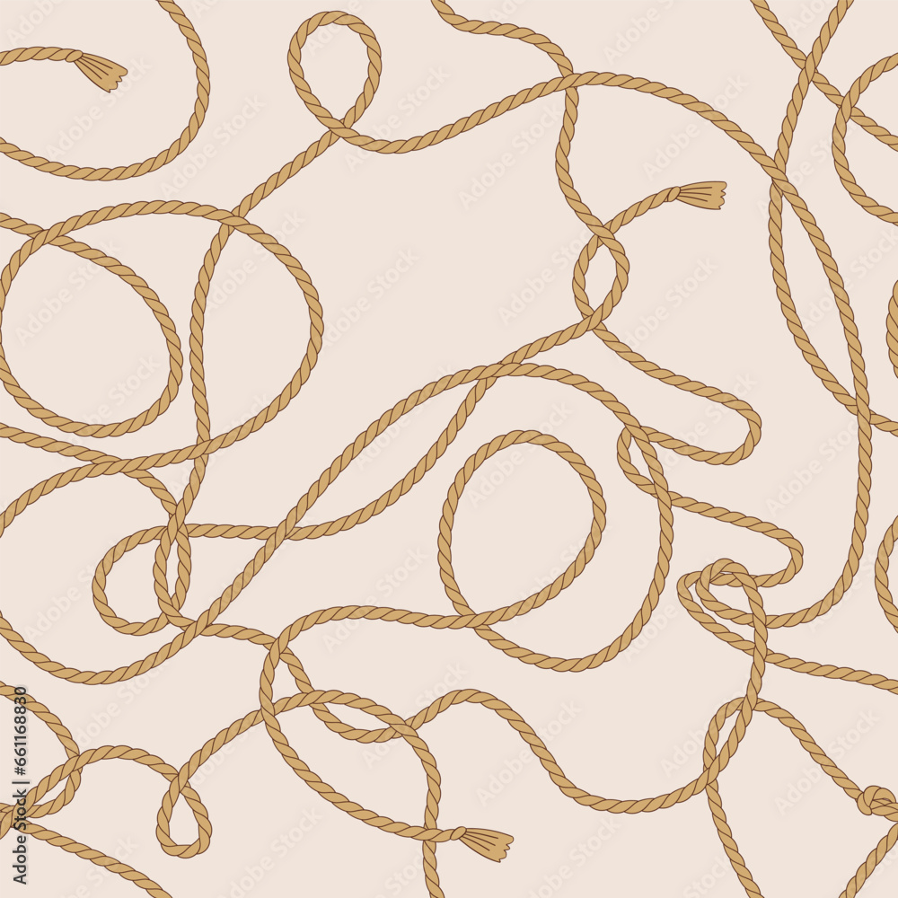 Howdy Western rodeo rope lasso vector seamless pattern. Groovy wild west background.
