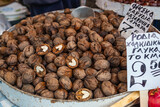 Walnuts for sale on Kapani food market in Thessaloniki city, Greece