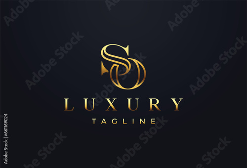 luxury letter o s  s o  monogram serif logo design
