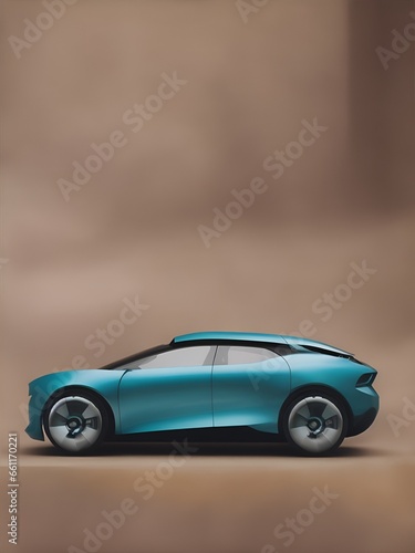 Modern futuristic concept car on the clean background . Contract bright colors. Ai Generated