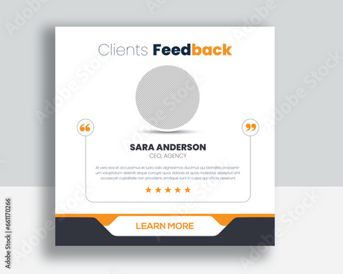 Customer feedback testimonial social media post web banner template	