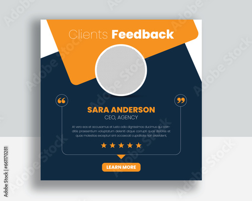 Customer feedback testimonial social media post web banner template	