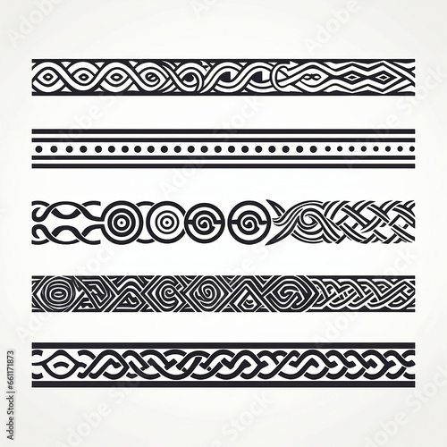 Set of celtic design horizontal line art black and white