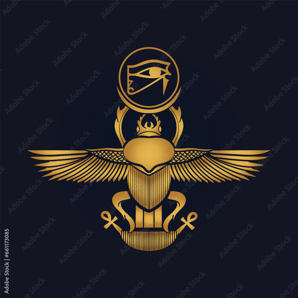 Pharaonic wings Egyptian and Khepri and Ra sun eye Horus icon vector
Pharaonic wings Egyptian and Khepri and Ra sun eye Horus icon vector