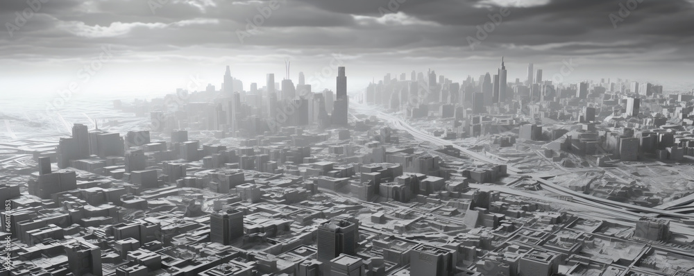 Fototapeta premium black and white foggy city rendering