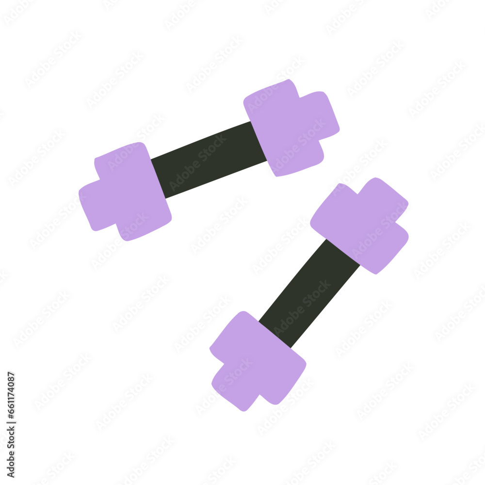 sports dumbbell in flat style. sports, training. hand drawn vector illustration sports dumbbell in flat style. sports, training. hand drawn vector illustration