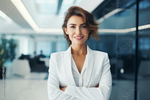 portrait of a confident smiling businesswoman in a modern office