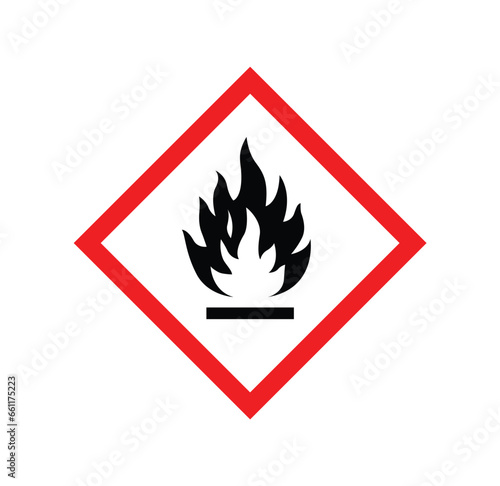 classic flammable warning symbol red diamond