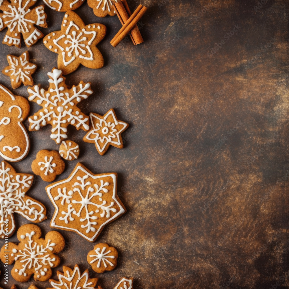 Christmas homemade gingerbread cookies background Christmas homemade gingerbread cookies background