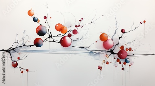 AI-generated illustration - minimalist winter berries on the vine. MidJourney.