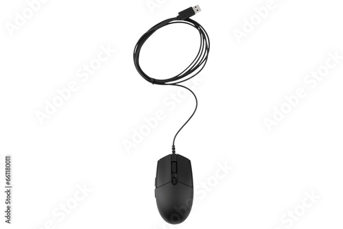 Computer mouse on a white background. Wired computer mouse close-up isolated on a white background.