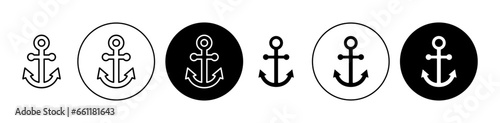 Fototapeta Anchor symbol set. Marine boat sea anchor icon for ui designs.