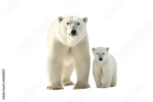 Polar Bear and Cub Duo on isolated background