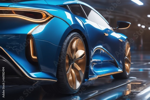 3d rendering of a brand - generic generic concept car in the environment 3d rendering of a brand - generic generic concept car in the environmentmodern car with a blue background