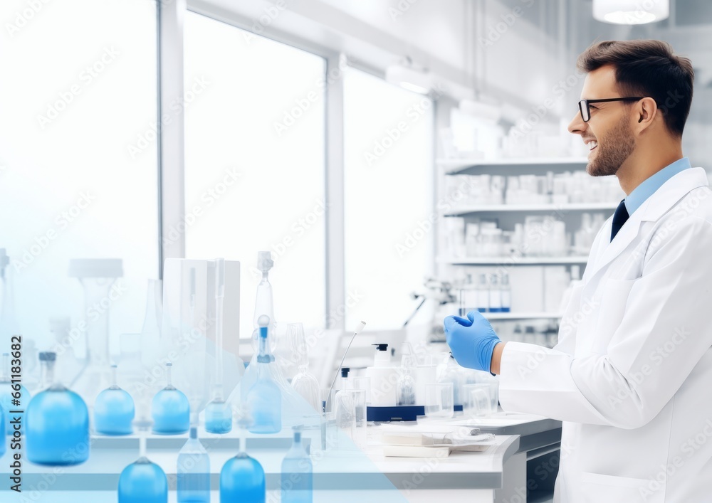 Fototapeta premium A scientist in a laboratory conducting experiments