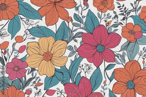 seamless pattern with flowers and leaves. vector illustration seamless pattern with flowers and leaves. vector illustration seamless floral vector pattern with flowers, leaves and berries on light bac