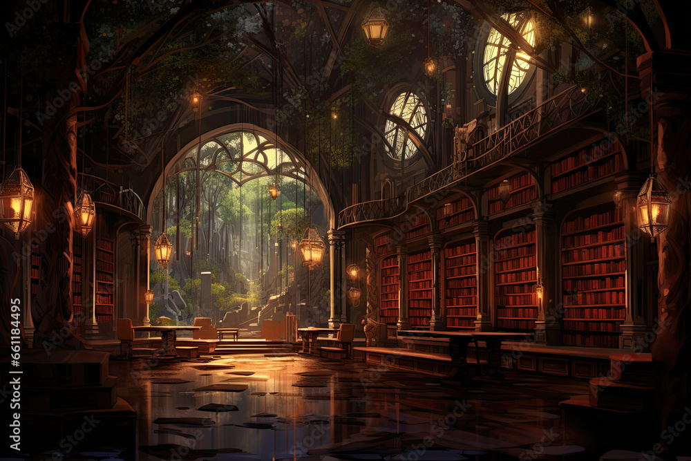 Abandoned Library Scene