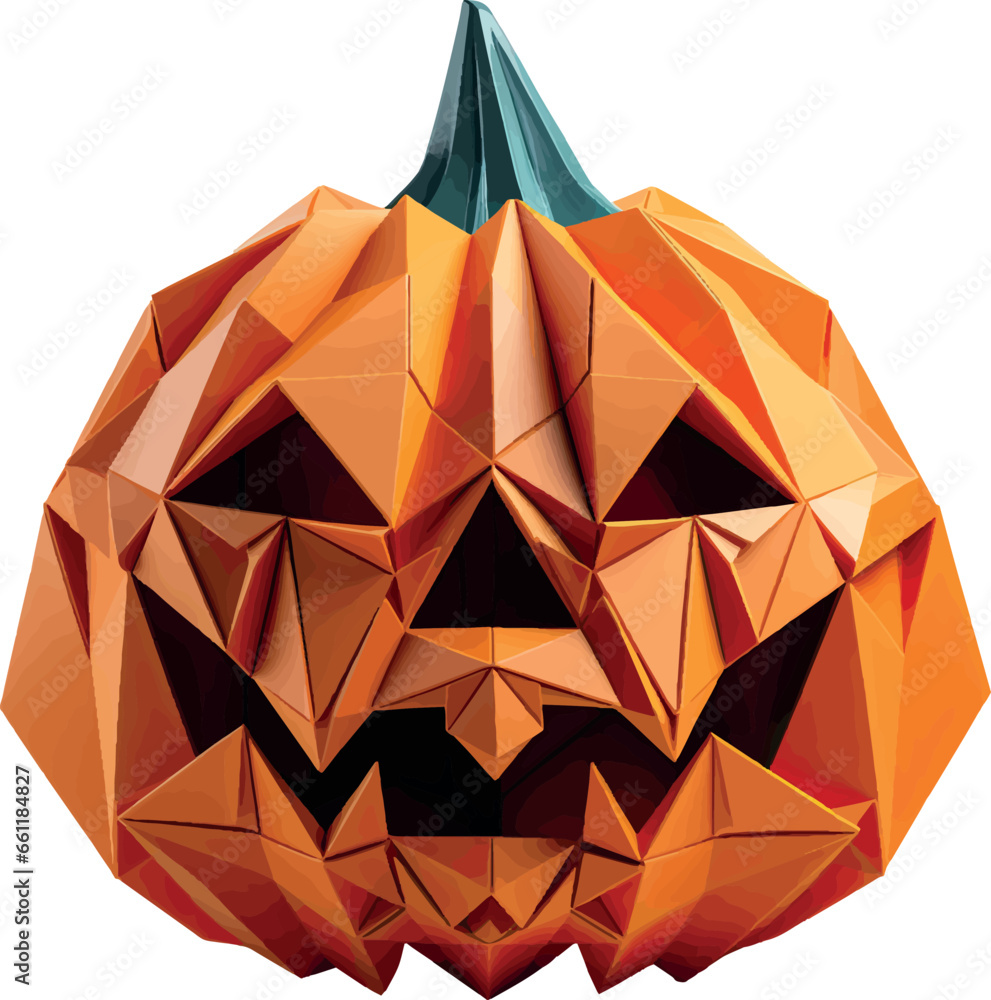 Vector illustration of an origami Halloween pumpkin without background ...