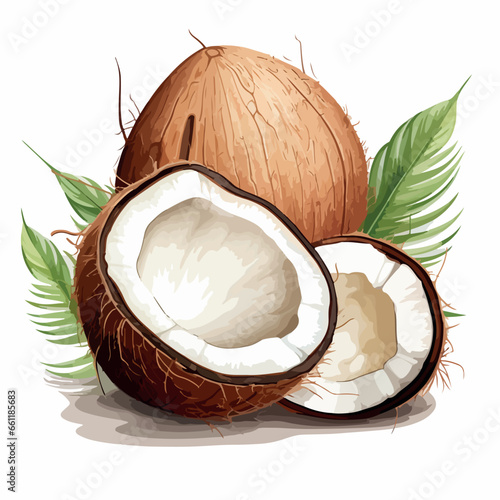 Coconut in cartoon, doodle style. 2d vector illustration in logo, icon style. AI Generative