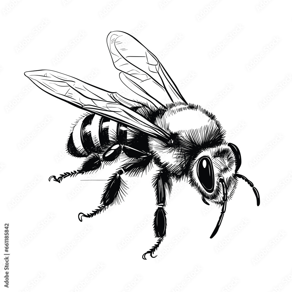 Obraz premium Hand Drawn Sketch Bumblebee Illustration