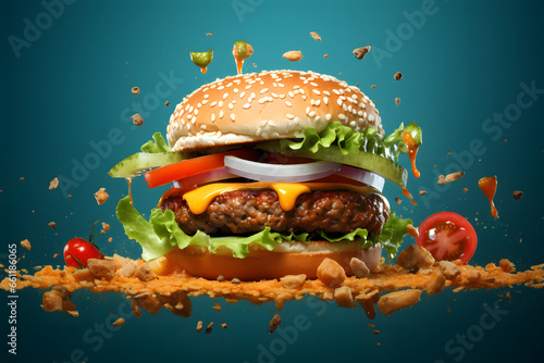 Fototapeta Naklejka Na Ścianę i Meble -  Burger with neutral background