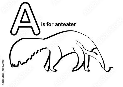 Anteater preschool alphabet coloring worksheet