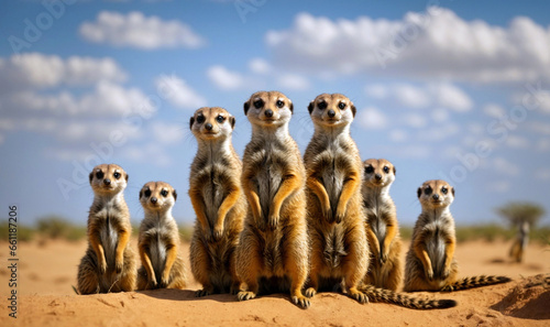 Fotografie, Obraz A family of meerkats
