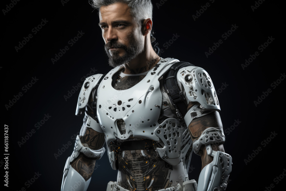 A revolutionary exoskeleton enabling paralyzed individuals to regain mobility and independence. Generative Ai. A revolutionary exoskeleton enabling paralyzed individuals to regain mobility and independence. Generative Ai.