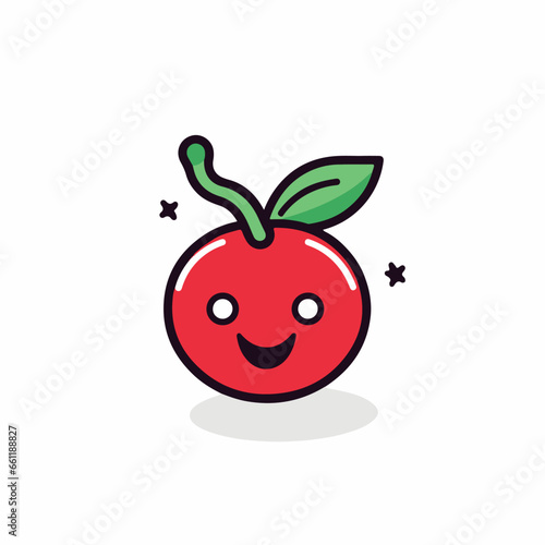 Cherry in cartoon  doodle style. 2d vector illustration in logo  icon style. AI Generative