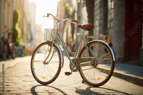 modern bike in urban setting. Generative AI