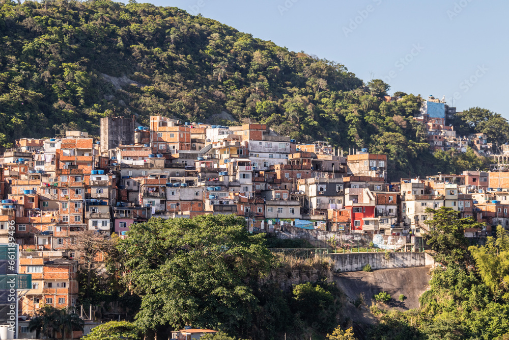 houses on Cantagalo Hill in Rio de Janeiro.