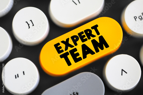 Expert Team text concept button on keyboard for presentations and reports