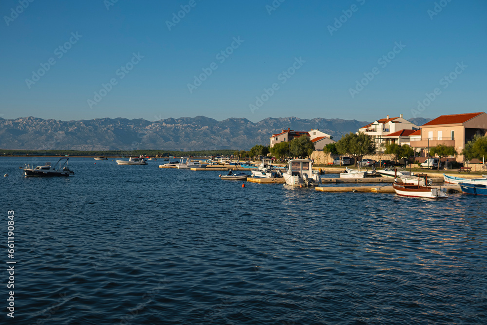 View on the harbour and city of Nin in Croatia