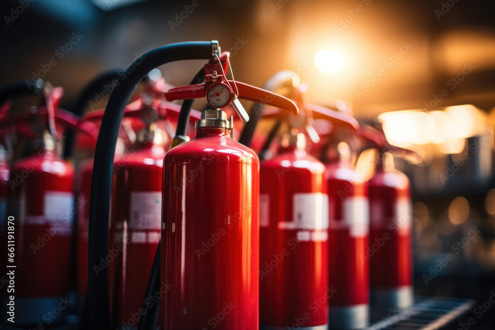 Group of tank of fire extinguishers, Emergency equipment when fire. Group of tank of fire extinguishers, Emergency equipment when fire.