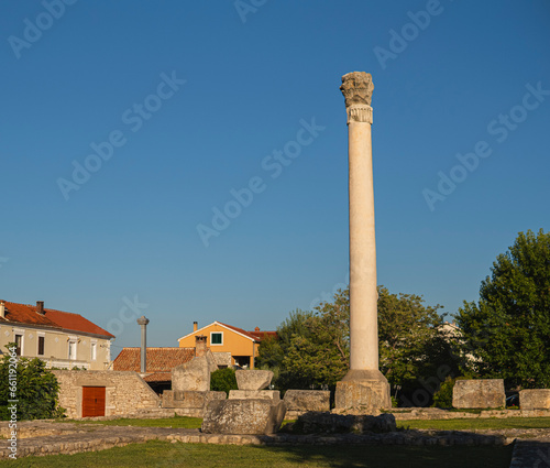 Remains of ancient Roman Temple in the city of Nin in Croatia