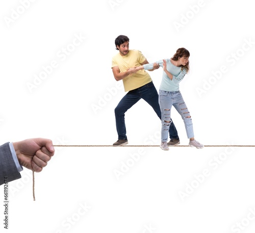 Young family on tight rope