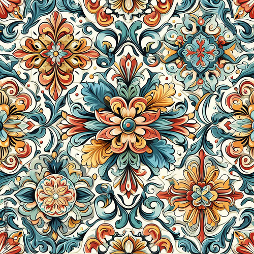 Set of patterned azulejo floor tiles. Abstract geometric background. Vector illustration, seamless mediterranean pattern. Portuguese floor tiles azulejo design. Floor cement talavera tiles collection 