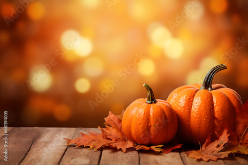 Herbstlicher Hintergrund mit Herbstbl  tter und K  rbisse