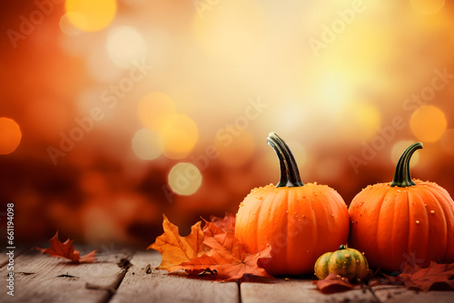 Herbstlicher Hintergrund mit Herbstbl  tter und K  rbisse