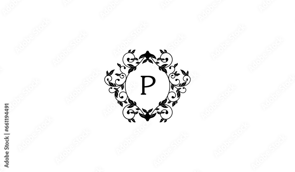 Luxurious black logo P template Luxurious black logo P template
