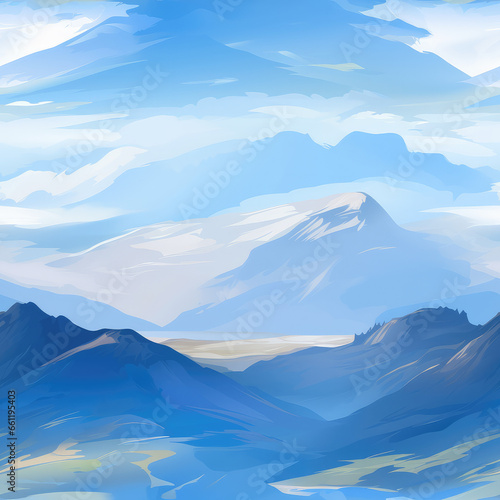 Scenery mountain landscape cartoon repeat pattern