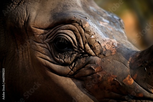 Forest rhino close-up. Generative AI © Emmett