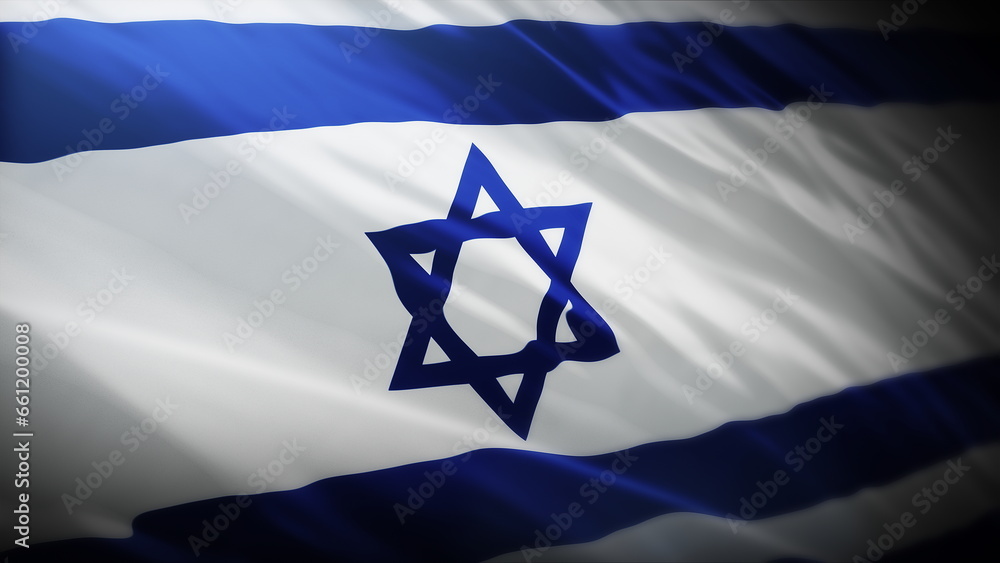 3d rendering illustration of Israel flag close up