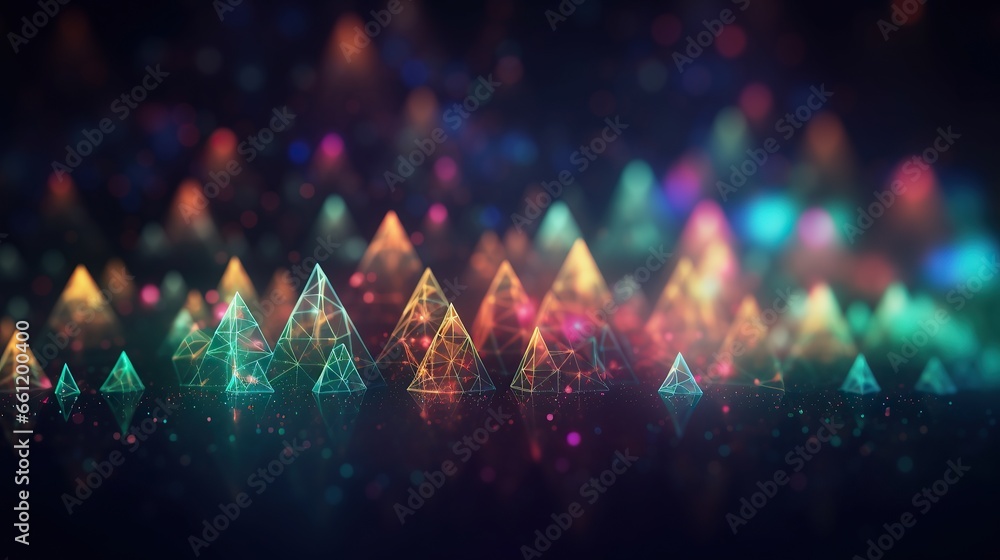 Big data abstract background. Technology network concept. Futuristic global database visualization. Neon multicolor effect. - obrazy, fototapety, plakaty 
