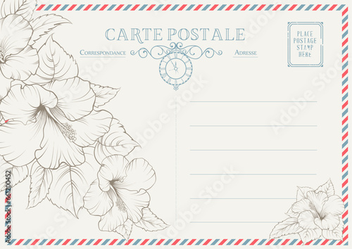 Vintage postcard background template. Vector illustration