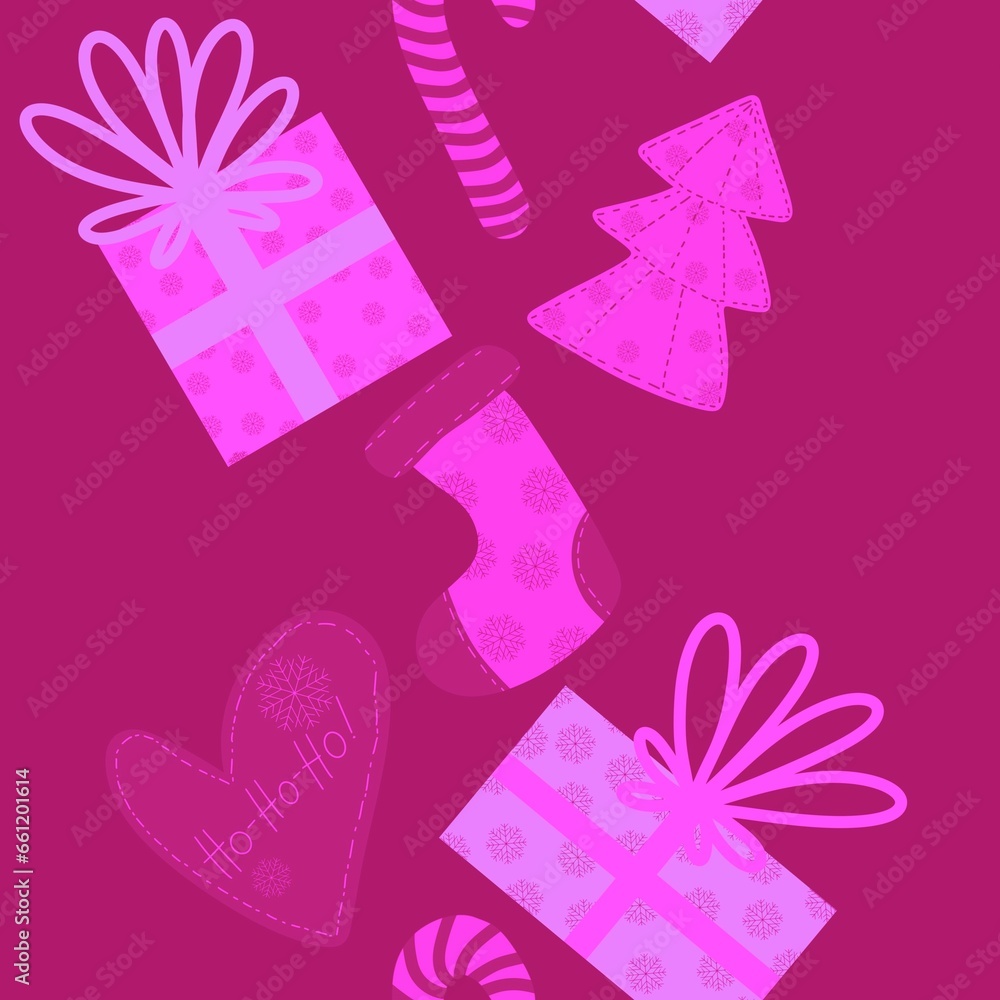 Christmas tree cartoon seamless gift and candy pattern for new year wrapping paper and fabrics and linens Christmas tree cartoon seamless gift and candy pattern for new year wrapping paper and fabrics and linens