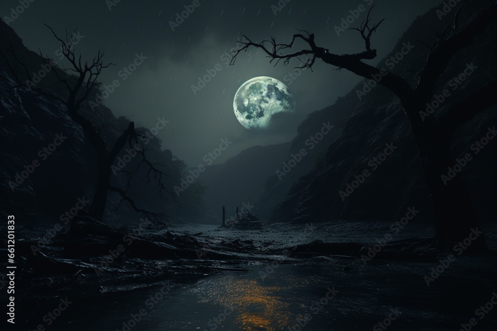 halloween night background, Generative AI