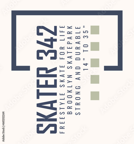 Typographic vector illustration of skateboarding and New York theme. t-shirt graphics.